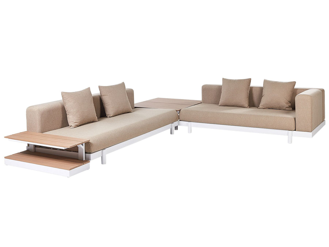 Missanello 5 Seater Lounge Set with Coffee Tables Beige