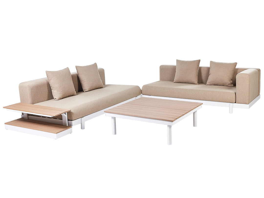 Missanello 5 Seater Lounge Set with Coffee Tables Beige