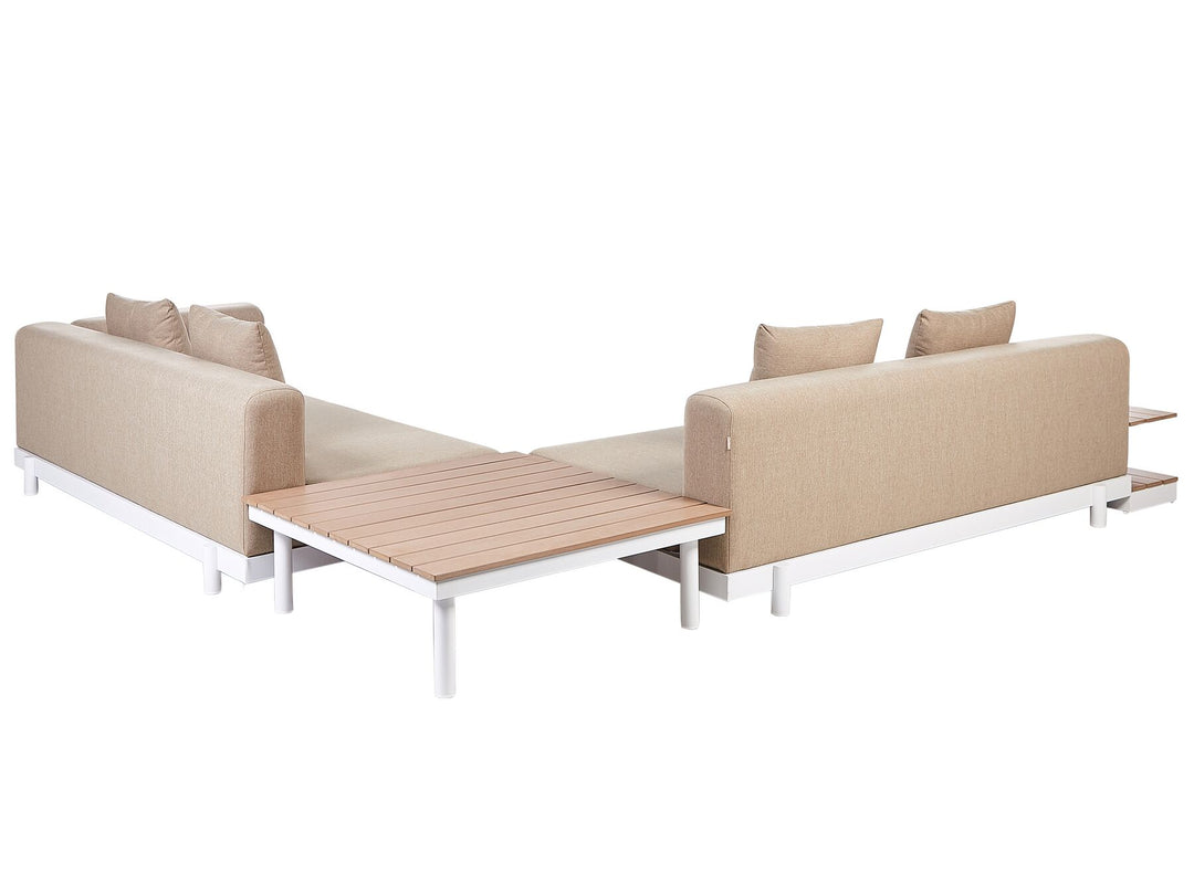 Missanello 5 Seater Lounge Set with Coffee Tables Beige