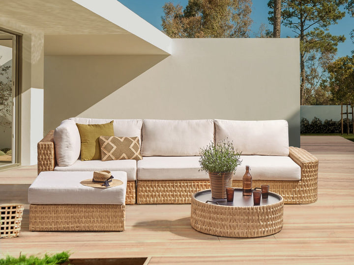 Oliveri 4 Seater PE Rattan Garden Corner Lounge Set Beige