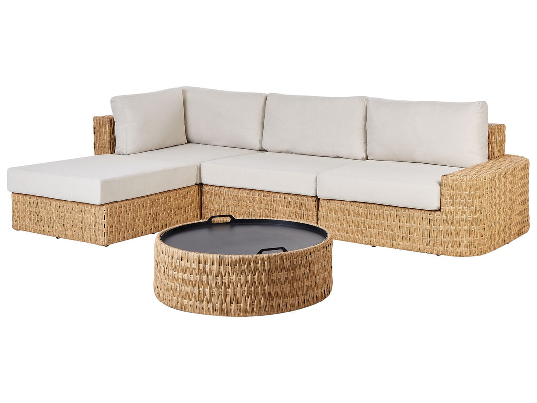 Oliveri 4 Seater PE Rattan Garden Corner Lounge Set Beige