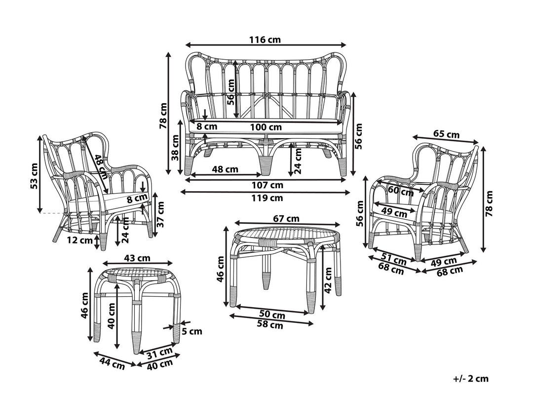 Brindisi 4 Seater Rattan Garden Lounge Set Natural