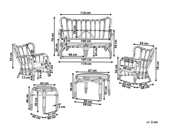 Brindisi 4 Seater Rattan Garden Lounge Set Natural