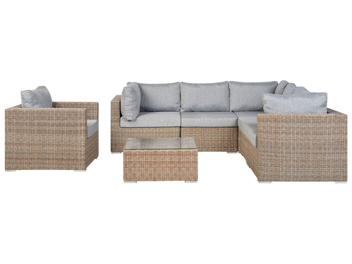 Contare Left Hand 6 Seater PE Rattan Modular Garden Lounge Set Brown