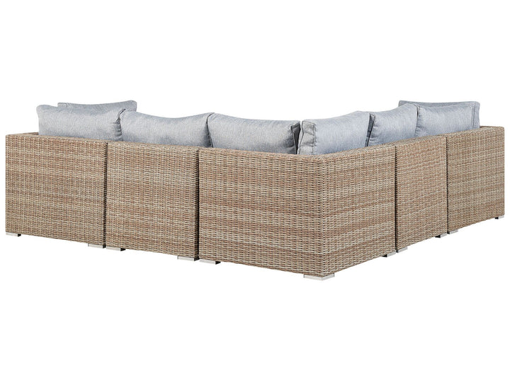 Contare Left Hand 6 Seater PE Rattan Modular Garden Lounge Set Brown