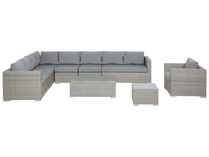 XXL 8 Seater PE Rattan Modular Garden Lounge Set Grey