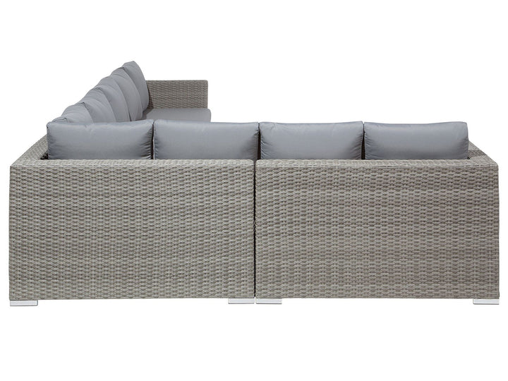 XXL 8 Seater PE Rattan Modular Garden Lounge Set Grey