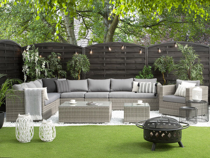 XXL 8 Seater PE Rattan Modular Garden Lounge Set Grey