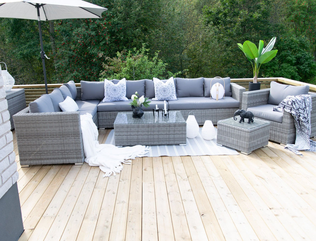 XXL 8 Seater PE Rattan Modular Garden Lounge Set Grey