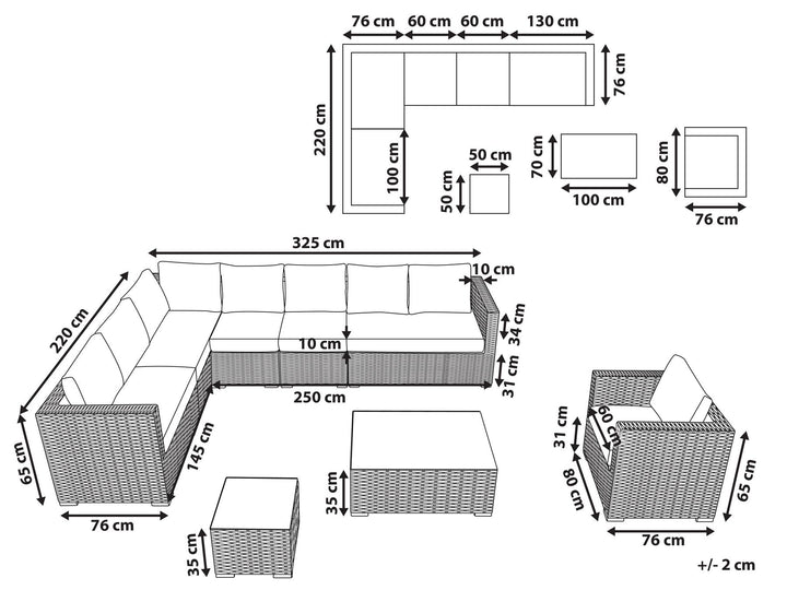 XXL 8 Seater PE Rattan Modular Garden Lounge Set Grey