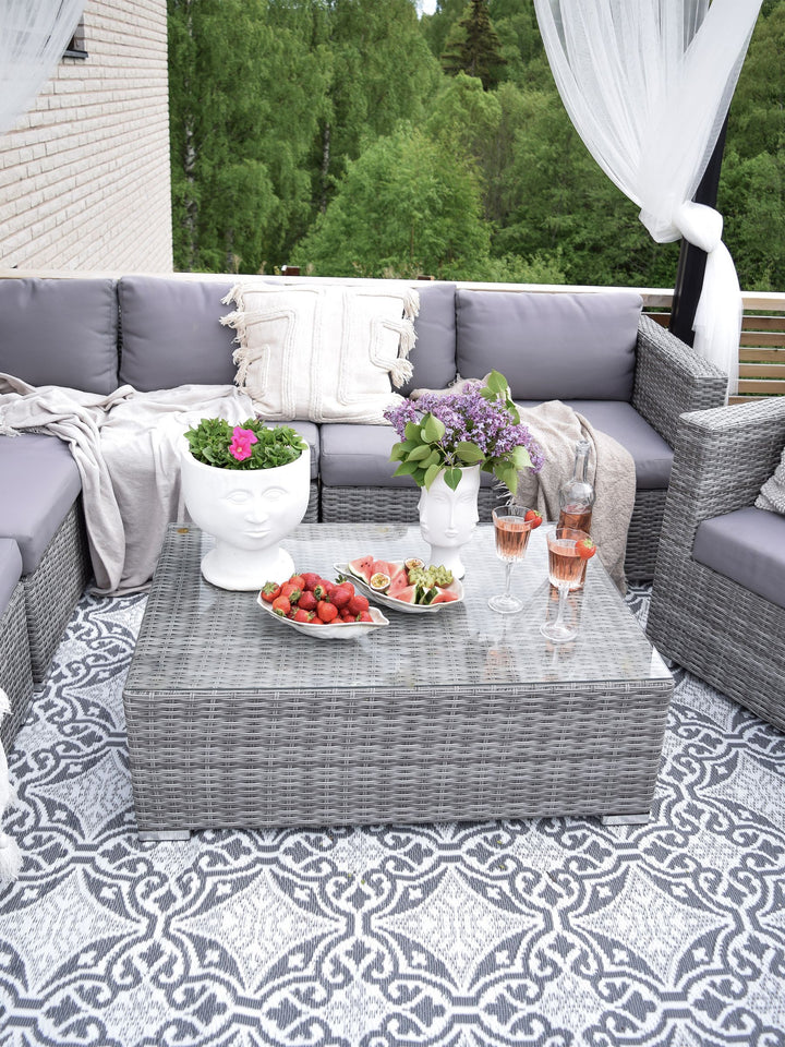 XXL 8 Seater PE Rattan Modular Garden Lounge Set Grey