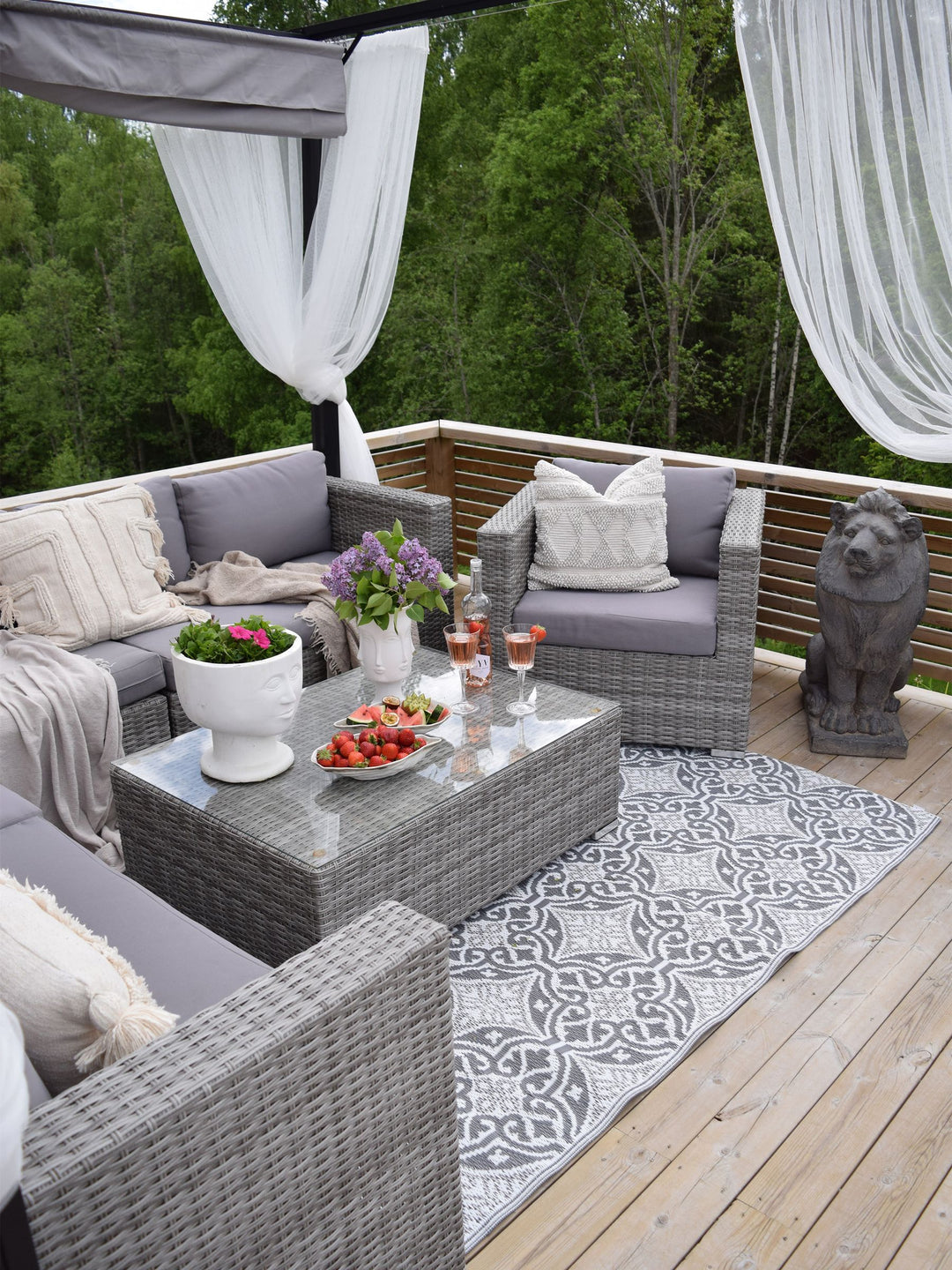 XXL 8 Seater PE Rattan Modular Garden Lounge Set Grey