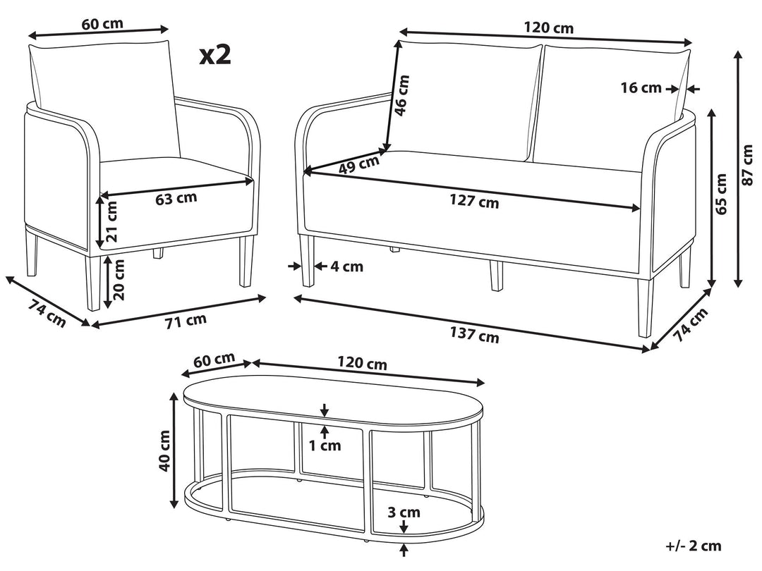 Montefalco 4 Seater Aluminium Garden Lounge Set Off-White