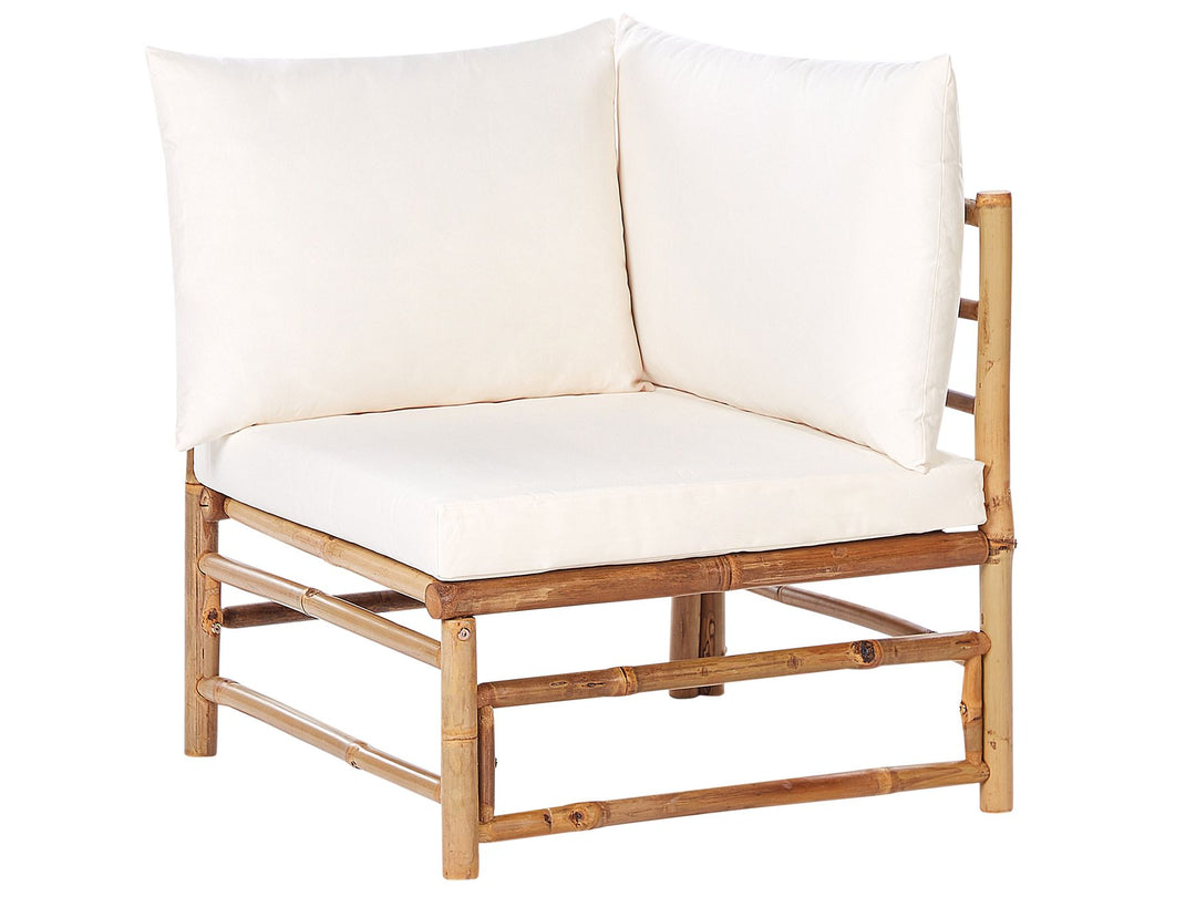 Cerreto 6 Seater Bamboo Garden Corner Lounge Set Off-White