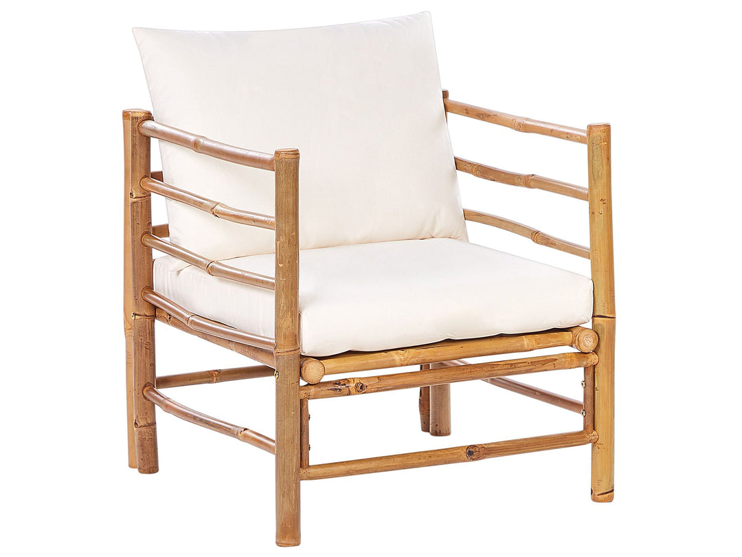 Cerreto 6 Seater Bamboo Garden Corner Lounge Set Off-White