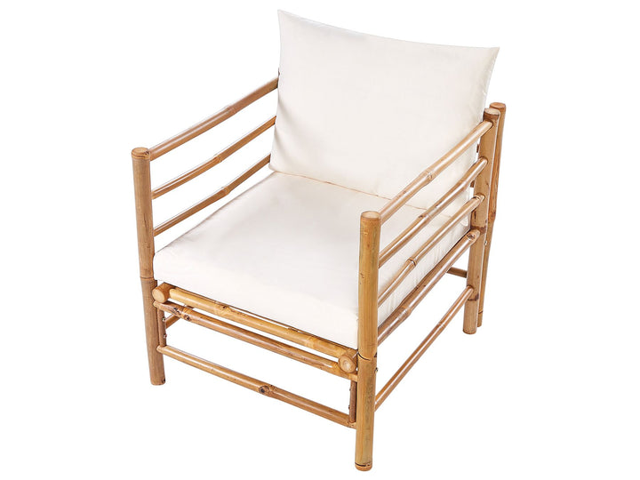 Cerreto 6 Seater Bamboo Garden Corner Lounge Set Off-White