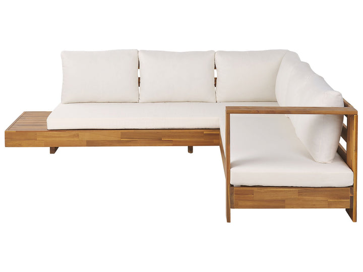 Marettimo Left Hand 5 Seater Acacia Wood Garden Corner Lounge Set with Coffee Table White