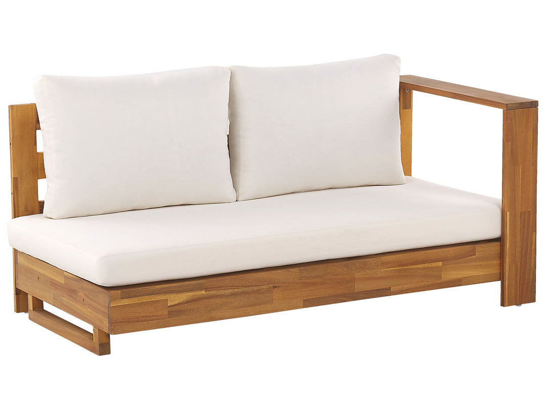 Marettimo Left Hand 5 Seater Acacia Wood Garden Corner Lounge Set with Coffee Table White