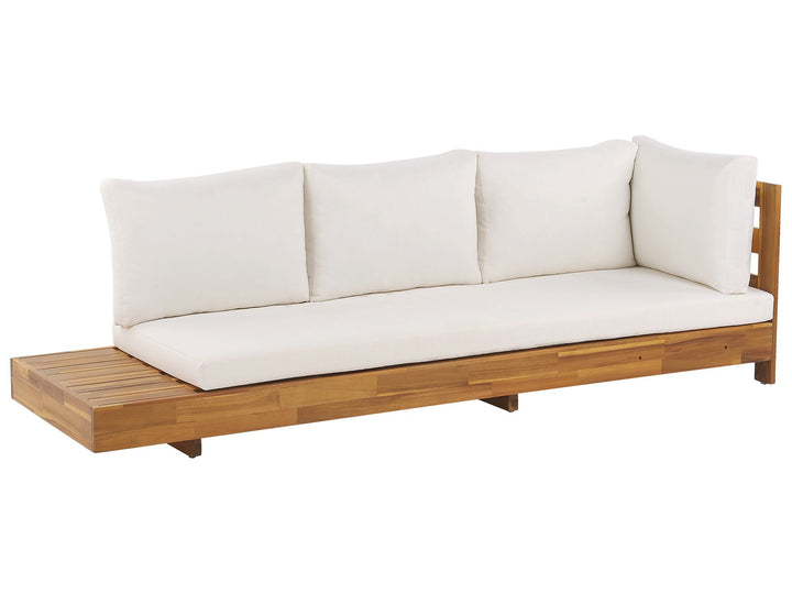 Marettimo Left Hand 5 Seater Acacia Wood Garden Corner Lounge Set with Coffee Table White