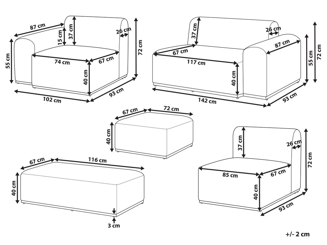 Battifollo 7 Seater Modular Garden Lounge Set Olive Green