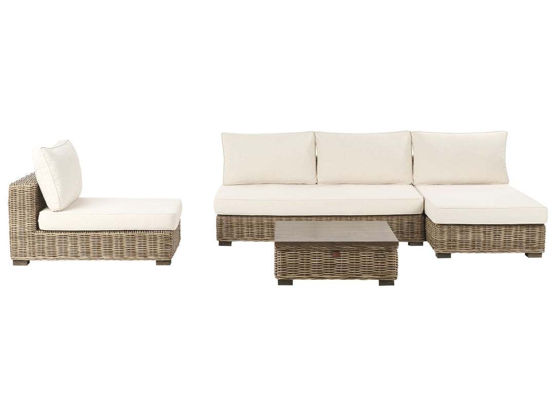 Varallo Left Hand 4 Seater Rattan Modular Garden Lounge Set Grey