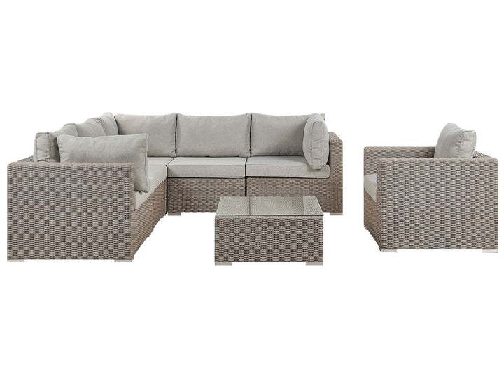 Contare Left Hand 6 Seater PE Rattan Garden Lounge Set Taupe