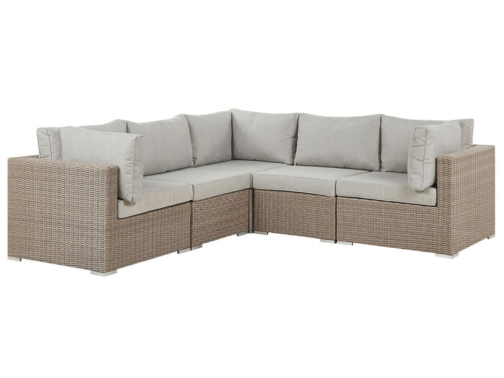 Contare Left Hand 6 Seater PE Rattan Garden Lounge Set Taupe