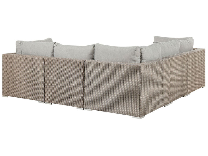 Contare Left Hand 6 Seater PE Rattan Garden Lounge Set Taupe