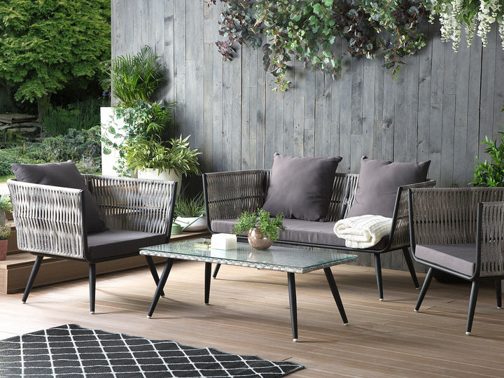 Ragusa 4 Seater PE Rattan Garden Lounge Set Grey