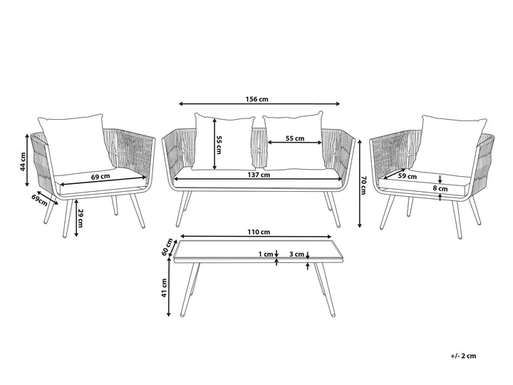 Ragusa 4 Seater PE Rattan Garden Lounge Set Grey