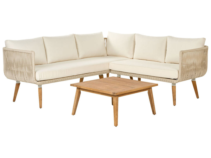 Alcamo 5 Seater Acacia Wood Garden Corner Lounge Set Beige