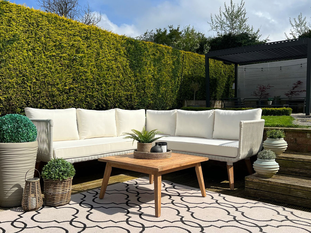 Alcamo 5 Seater Acacia Wood Garden Corner Lounge Set Beige