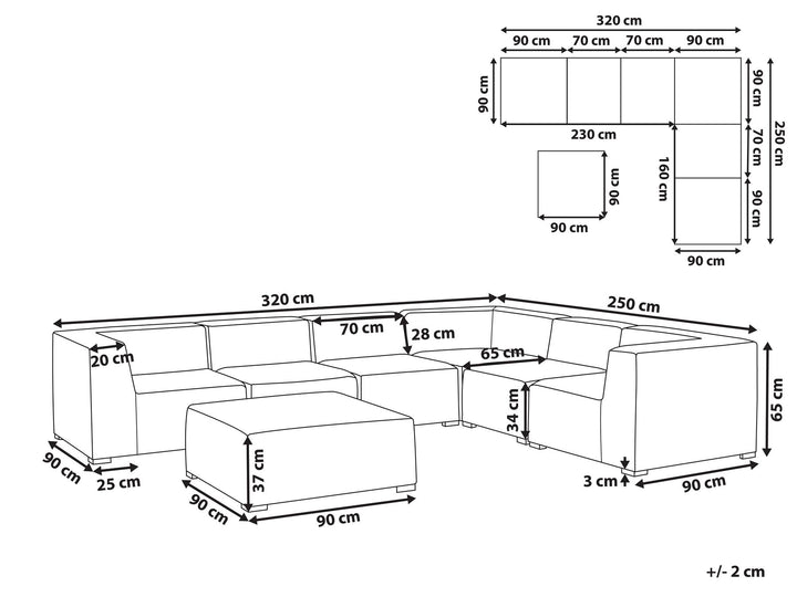 Arezzo Left Hand 7 Seater Modular Garden Corner Lounge Set Grey