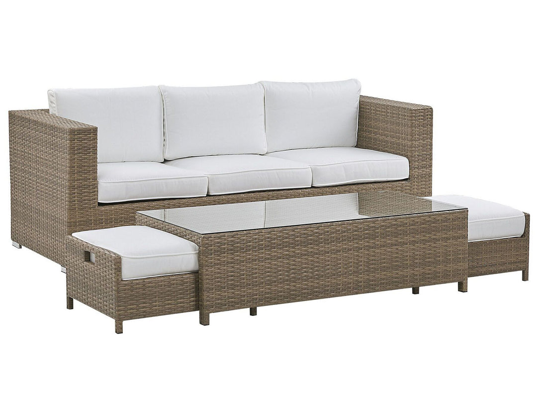 Belluno 3 Seater PE Rattan Garden Lounge Set White