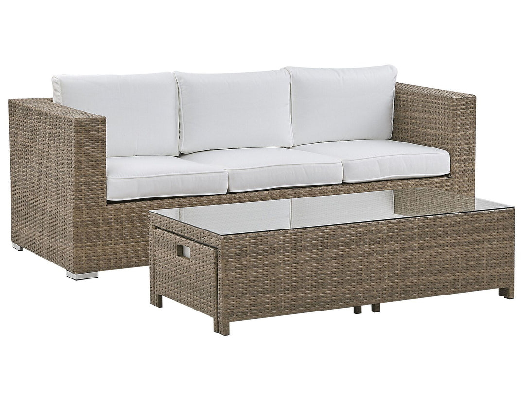 Belluno 3 Seater PE Rattan Garden Lounge Set White