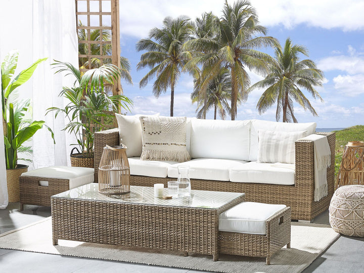 Belluno 3 Seater PE Rattan Garden Lounge Set White