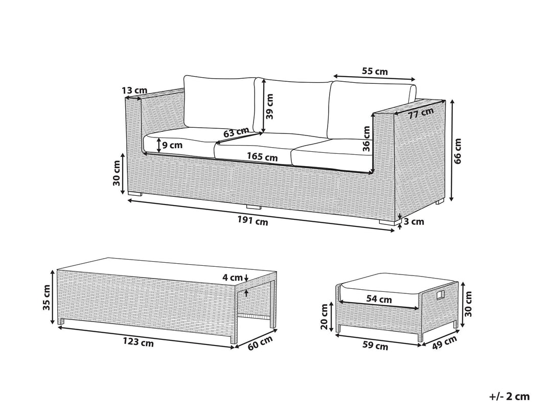 Belluno 3 Seater PE Rattan Garden Lounge Set White