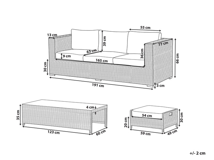 Belluno 3 Seater PE Rattan Garden Lounge Set White