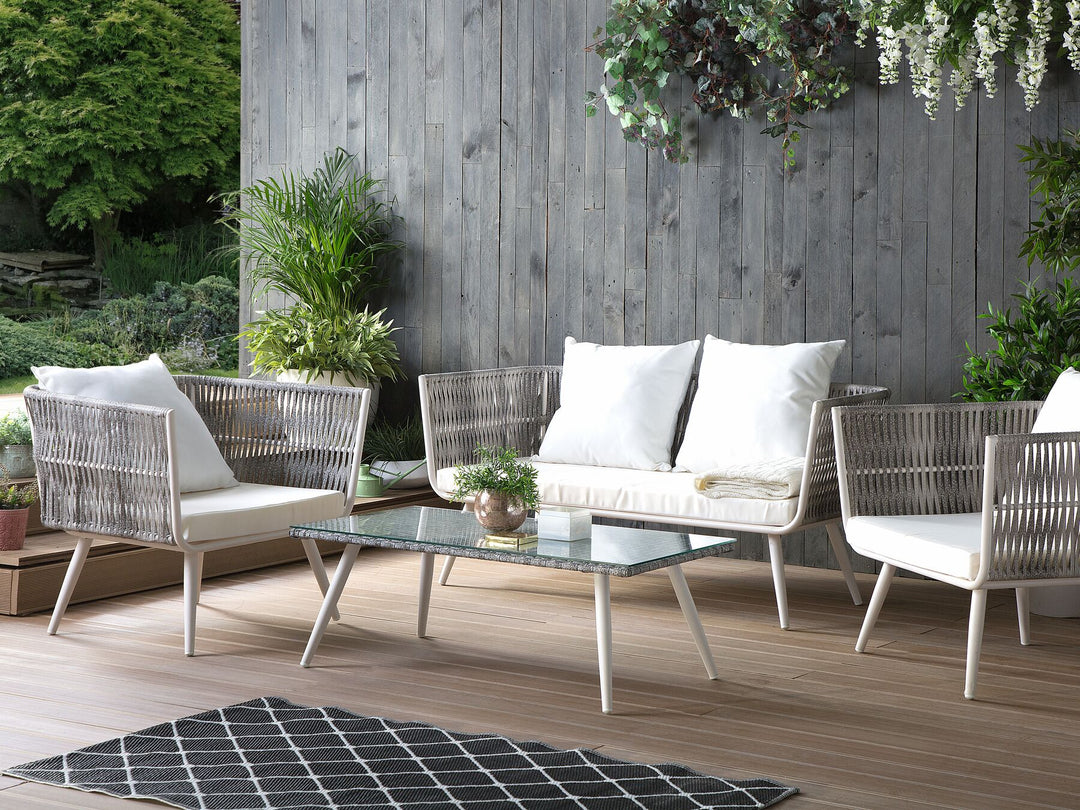 Ragusa 4 Seater PE Rattan Garden Lounge Set Off-White