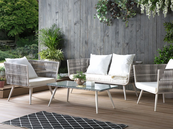 Ragusa 4 Seater PE Rattan Garden Lounge Set Off-White