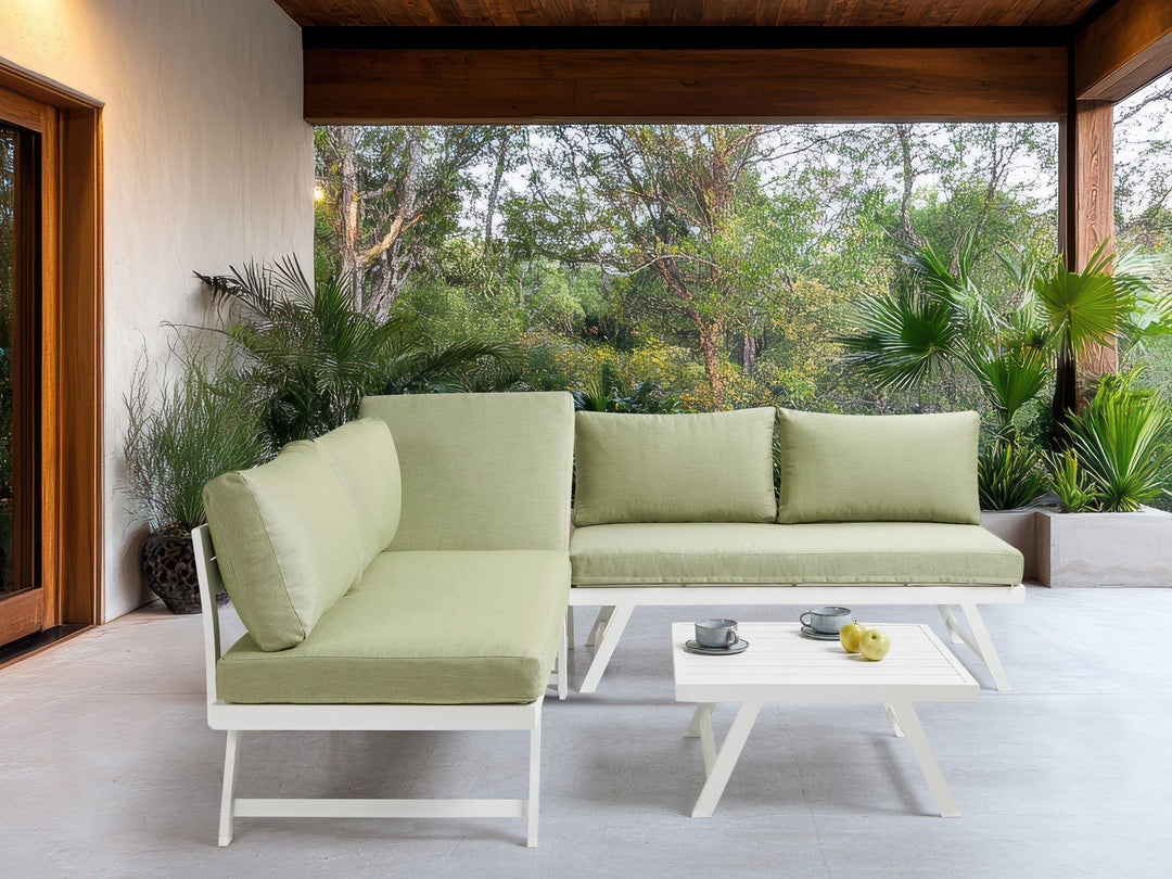 Coccorino 5 Seater Aluminium Garden Corner Sofa Set Green