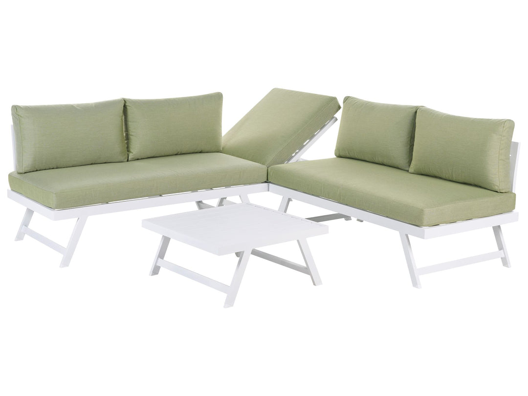 Coccorino 5 Seater Aluminium Garden Corner Sofa Set Green