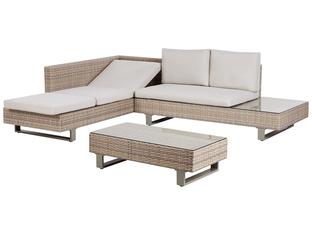 Lanciano 5 Seater PE Rattan Garden Corner Lounge Set Off-White