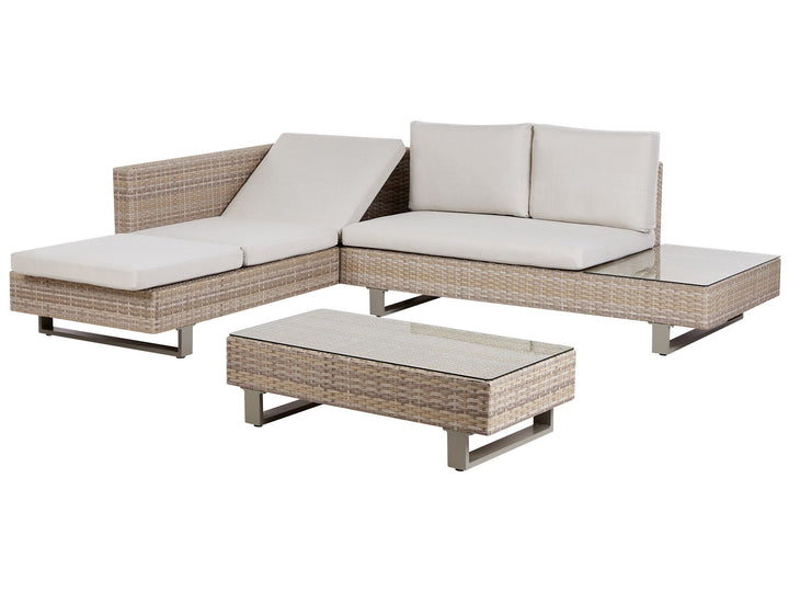 Lanciano 5 Seater PE Rattan Garden Corner Lounge Set Off-White