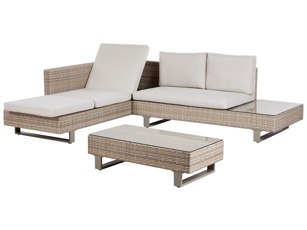 Lanciano 5 Seater PE Rattan Garden Corner Lounge Set Off-White