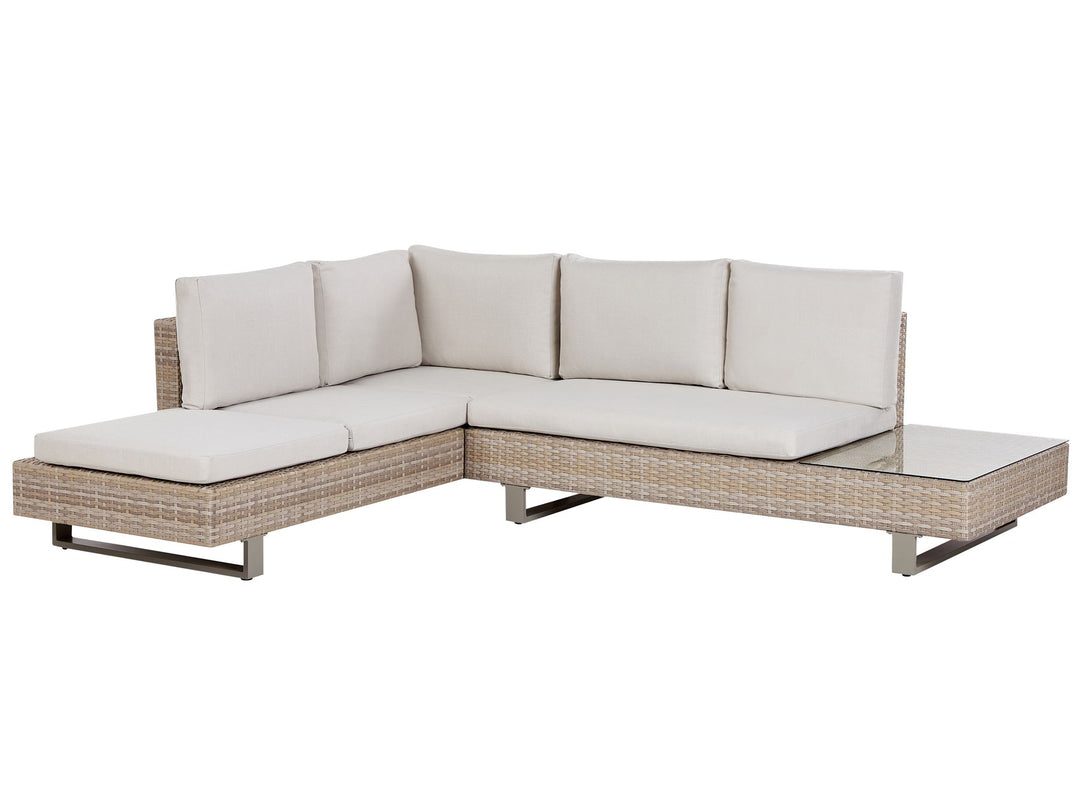 Lanciano 5 Seater PE Rattan Garden Corner Lounge Set Off-White