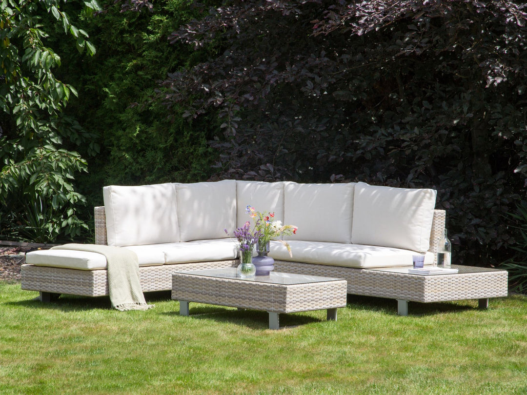 Lanciano 5 Seater PE Rattan Garden Corner Lounge Set Off-White