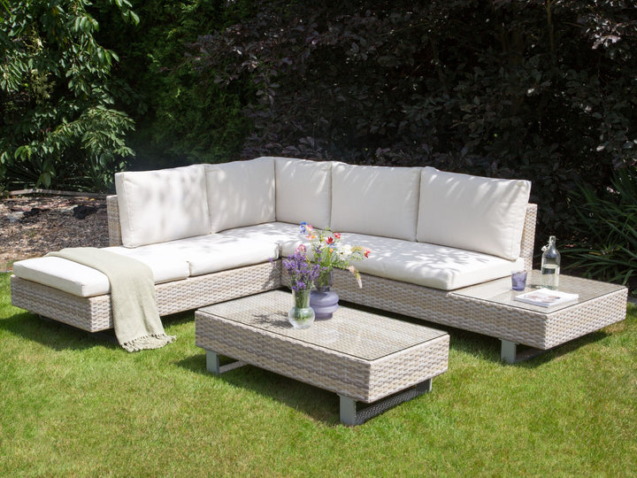 Lanciano 5 Seater PE Rattan Garden Corner Lounge Set Off-White