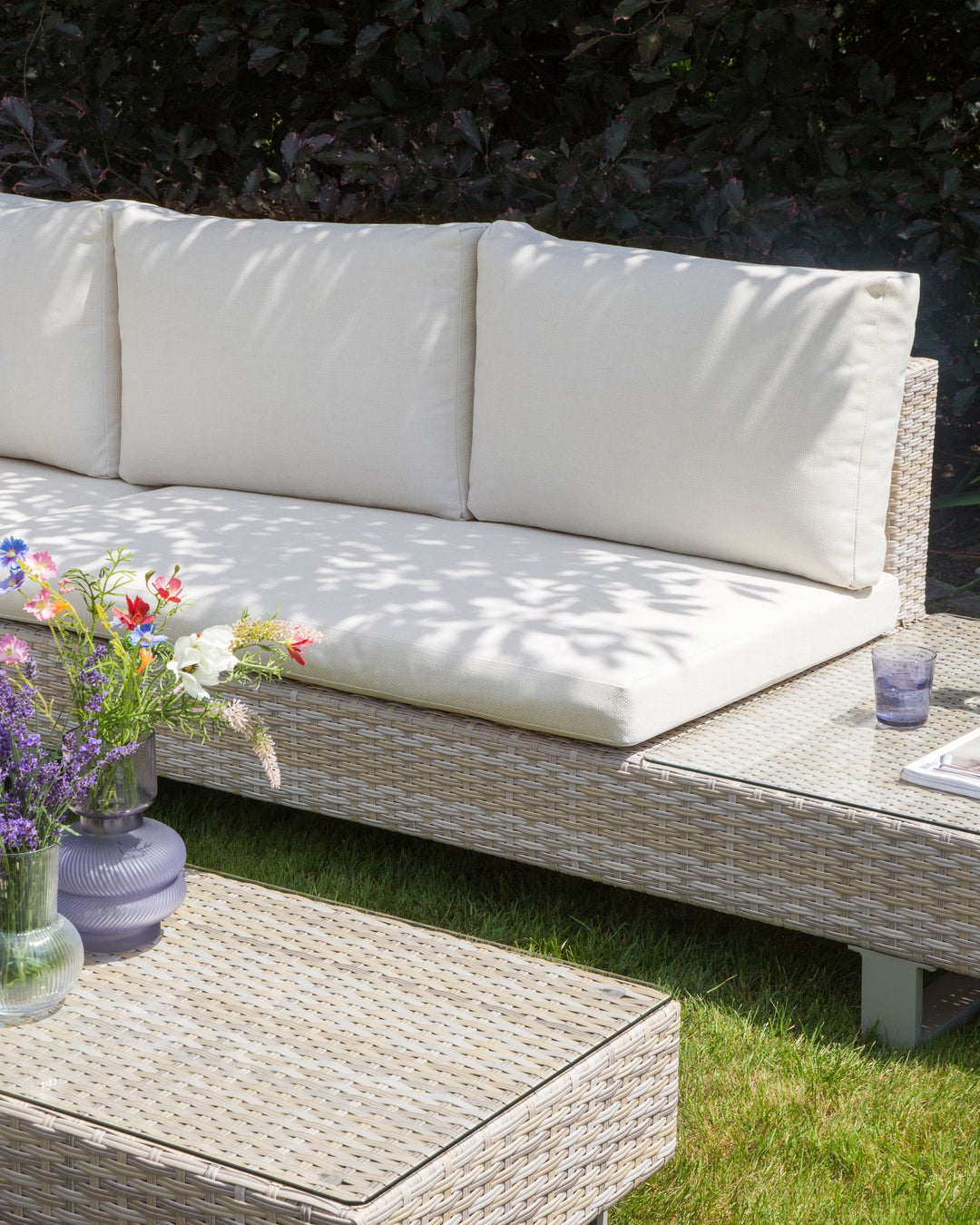 Lanciano 5 Seater PE Rattan Garden Corner Lounge Set Off-White