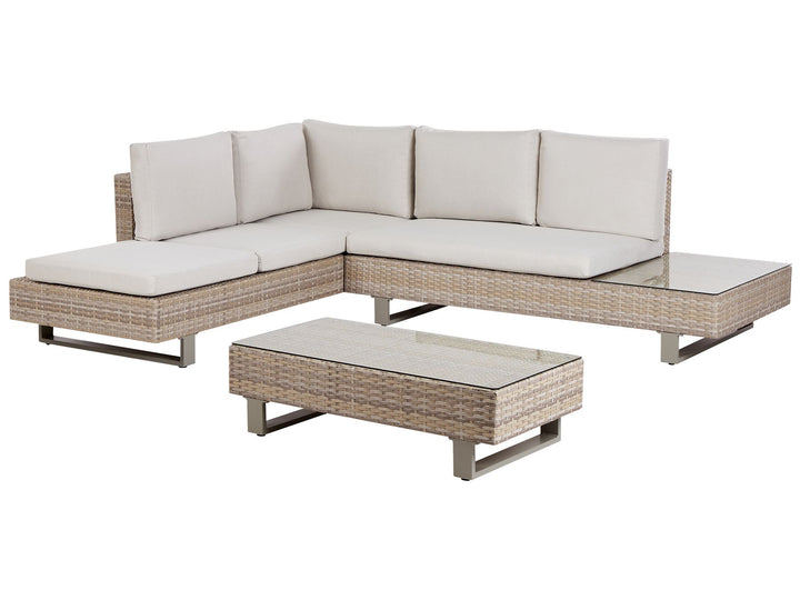 Lanciano 5 Seater PE Rattan Garden Corner Lounge Set Off-White